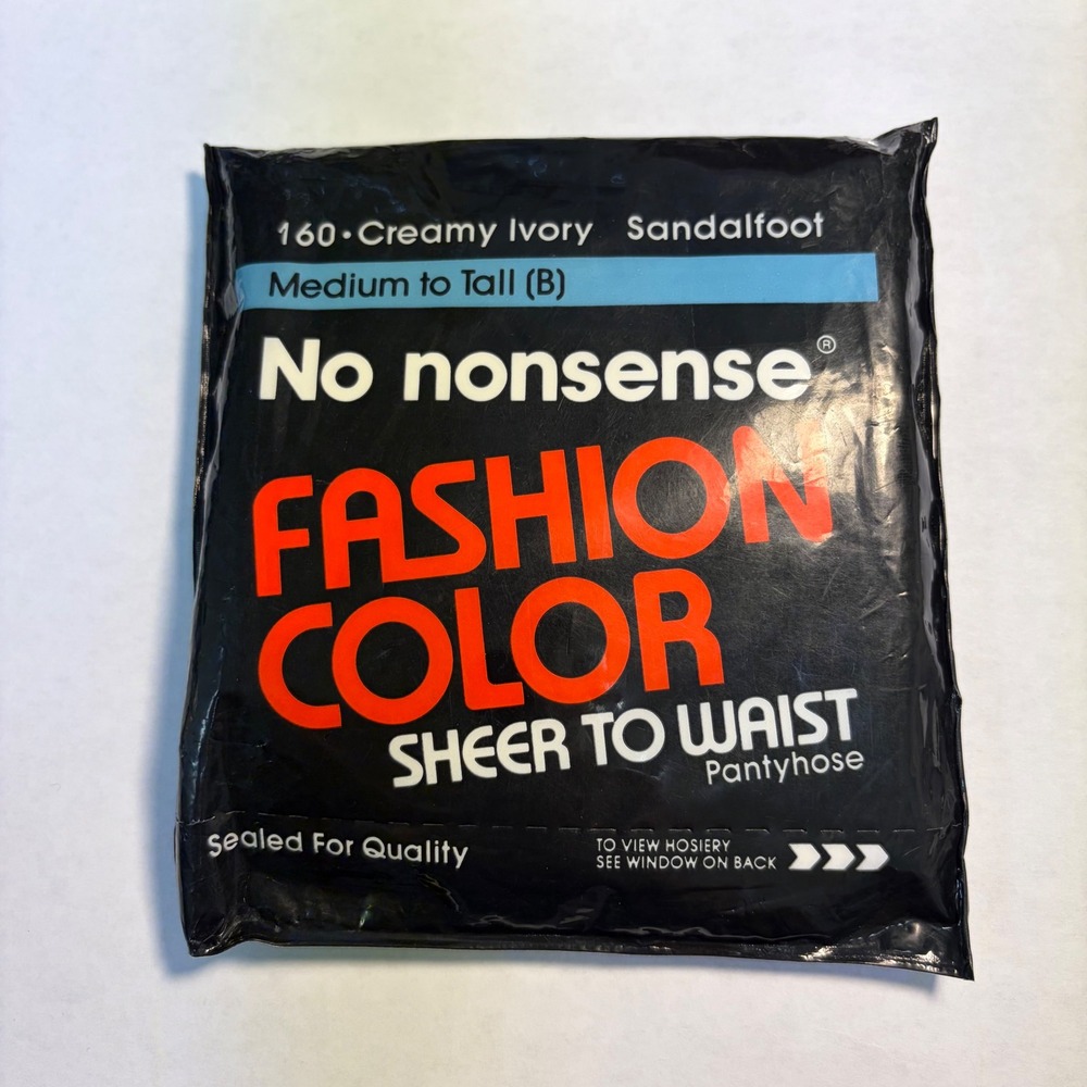 Vintage No nonsense Fashion Color Pantyhose Creamy Ivory Sheer to Waist Medium B